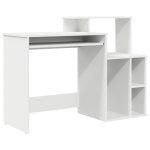 Escritorio Magali Blanco MDF Reversible 2 en 1 con Estantes, Bandeja y Mueble Auxiliar