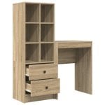 Scrivania e Libreria Hedwig MDF 6 Scomparti 2 Cassetti Superficie 60cm