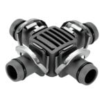 Conector en Cruz Gardena 13mm Micro-Drip, 4 salidas, Quick & Easy, 2 Unidades, Negro