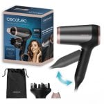 Secador de Pelo Plegable 2400W Iónico Difusor Boquilla Precisión Rejilla Extraíble Black