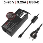 Carregador USB-C multivoltagem para portátil 5V-20V 3,25A 65W preto