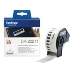 Cinta continue DK22211, Noir sur blanc, 1 pièce, 2,9 cm de large, 15,24 m