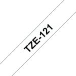 Cinta laminada Brother TZe-121 9mm x 8m negra sobre transparente resistente a condiciones extremas