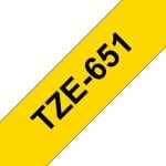 Brother TZE-651 Ruban Laminé Jaune - 2,4 cm x 8 m, Qualité Supérieure Brother TZE-651 Ruban Laminé Jaune - 2,4 cm x 8 m, Qualité Supérieure