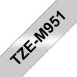 Cinta Brother TZE-M951 negro sobre plata, 24mm, 8m, compatible TZ/TZe