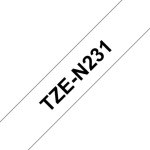 Cinta Brother TZ TZE-N231 Negro sobre Blanco 12mm Transferencia Térmica No Laminada
