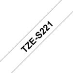 Cinta Brother Laminada TZ 9mm Extra Fuerte Adhesivo Alta Resistencia 8m Negro sobre Blanco