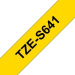 Brother TZE-S641 Noir sur jaune, Cinta TZ, 1,8 cm, Compatible Brother