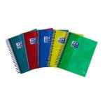 Cuaderno A6 120 hojas cuadriculadas, tapa dura, espiral twin, colores surtidos, pack de 5