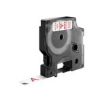 Etiquetas poliéster rojo sobre blanco 9mm x 7m resistentes agua UV compatibles DYMO D1