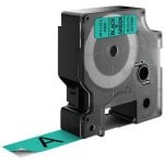 Etiquetas estándar de poliéster negro sobre verde 19mm x 7m resistentes a UV y agua