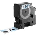 Schwarze Polyester-Etiketten auf Transparent 24mm x 7m, UV- und wasserfest, kompatibel mit DYMO Schwarze Polyester-Etiketten auf Transparent 24mm x 7m, UV- und wasserfest, kompatibel mit DYMO