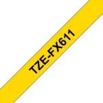 Brother TZE-FX611 6 mm étiquettes flexibles noires sur jaune, laminées