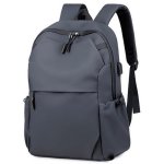 Mochila para portátil 15.6" gris repelente al agua con puerto USB y doble compartimento