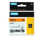 Etiqueta de vinilo compatible DYMO Rhino 12mm negro sobre naranja resistente UV/agua/químicos 5,5m