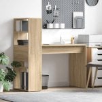 Escritorio Nagini roble Sonoma, 113x54cm, tablero de partículas, 4 compartimentos abiertos, sistema antivuelco Escritorio Nagini roble Sonoma, 113x54cm, tablero de partículas, 4 compartimentos abiertos, sistema antivuelco