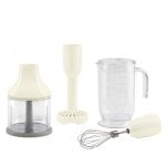 Tritan Renew Becher 1,4 L mit 0,5 L Chopper, Edelstahl Schneebesen & Kartoffelstampfer, Creme Transparent