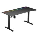 Scrivania Gaming ACGAM Regolabile 140cm Legno Fibra di Carbonio LED RGB USB