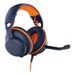 Auriculares V7 con Conexión USB y Miniteléfono 3.5mm, Diseño Antimicrobiano y Color Azul/Naranja Auriculares V7 con Conexión USB y Miniteléfono 3.5mm, Diseño Antimicrobiano y Color Azul/Naranja