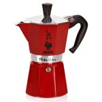Máquina de café italiana Bialetti Moka Express Vermelha 3 xícaras Alumínio válvula segurança