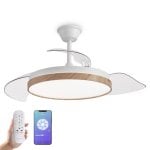 Ventilador de techo inteligente con aspas retráctiles, luz LED regulable, control por voz Alexa, función invierno/verano, TUYASMART y mando a distancia Ventilador de techo inteligente con aspas retráctiles, luz LED regulable, control por voz Alexa, función invierno/verano, TUYASMART y mando a distancia