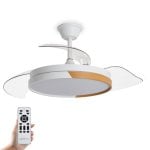 Ventoinha de Teto LED com Pás Retráteis, Luz Regulável e Função Inverno/Verão ABS