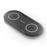 Cargador inalámbrico USB-C 2 en 1 15W Qi, doble zona, protecciones avanzadas, negro