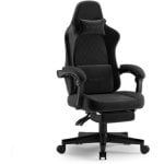 Silla Sense7 Devon Negra, reclinación 90-135°, piel ecológica HDE™ o Alcantara, soporte lumbar y reposapiés extensible