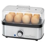Cuociuova 8 uova inox Tritan nero 400W con timer e coperchio trasparente Cuociuova 8 uova inox Tritan nero 400W con timer e coperchio trasparente