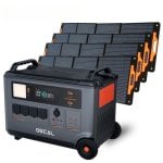 Central Elétrica Portátil OSCAL PowerMax 6000 3600Wh 6000W LiFePO4 Modular UPS con Panel Solar PM200 Pro 200W IP67