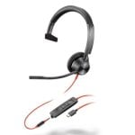 Auriculares Poly Blackwire 3315 com fio USB-C/A, Cancelamento de Ruído e Microfone Preto