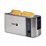 Grille-pain Fagor Bigtoast Steel 2 tranches 1 fente longue 1000 W 6 niveaux inox noir