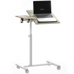 Homcom Mesa Auxiliar Con Ruedas Altura Ajustable Superficie Inclinable Roble