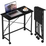 Homcom Escritorio Plegable Con Ruedas Para Espacios Pequeños 80x40x75 Cm Negro