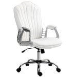 Homcom Silla De Oficina Giratoria Con Altura Ajustable Respaldo Curvado Blanco Homcom Silla De Oficina Giratoria Con Altura Ajustable Respaldo Curvado Blanco