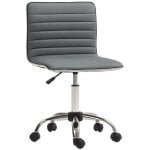 Homcom Silla De Oficina Sin Brazos Tapizada En Pu Carga 120 Kg Gris Oscuro
