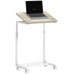 Homcom Mesa Auxiliar Con Ruedas Con Altura Ajustable Superficie Inclinable Roble