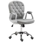 Vinsetto Silla De Escritorio Tapizada En Terciopelo Carga 120 Kg Gris