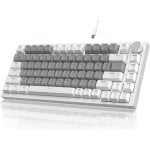 Ajazz Ak820 Mechanical Keyboard With Knob, 75% Ansi Design, 81 Keys, Wired Gaming Keyboard, 5 Sound-absorbing Foams, Hot-swap, Linear Switch, White Light, For Pc, Mac (white & Grey) Ajazz Ak820 Mechanical Keyboard With Knob, 75% Ansi Design, 81 Keys, Wired Gaming Keyboard, 5 Sound-absorbing Foams, Hot-swap, Linear Switch, White Light, For Pc, Mac (white & Grey)