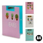 Confezione da 4 cartelle A4 Cactus Surt4 con clip ed elastico