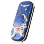 Astuccio con design spaziale 3D.