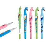 Confezione da 4 penne a forma di pavone assortite