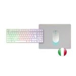 Mars Gaming Mcpwtkl Combo Gaming Inalámbrico Teclado Tkl Frgb Ratón Rgb Alfombrilla Blanco Italiano