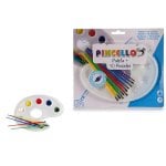 Conjunto de pincéis artísticos 10 peças com paleta e tintas para manualidades