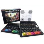 Conjunto de Lápis de Cor Deluxe Drawing 74 Peças com Plantilhas Mandala e Borracha