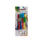 Conjunto de Pincéis com Tintas e Esponjas 6 Peças Manualidades Crianças Termoplástico
