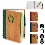 Bloco de Notas Bambu Reciclado 18x14cm com Esferográfica, 4 Cores, 70 Páginas