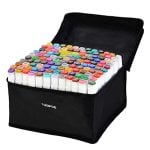 Set de 120 feutres double pointe couleurs variées avec étui de transport