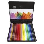 Crayon de couleur professionnel set 24 pièces bois forme ronde boîte métal Crayon de couleur professionnel set 24 pièces bois forme ronde boîte métal
