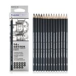 Crayon graphite Kasimir set professionnel 14 mines 12B à 6H, hexagonal, cire